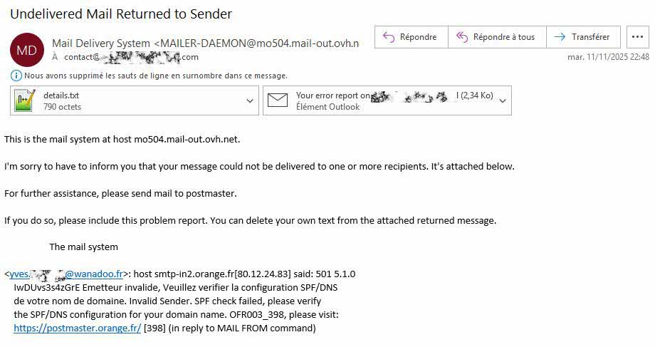 Wanadoo Emails Example Rejet d'emails envoyé sur boite wanadoo - Domaines et Hébergements ...